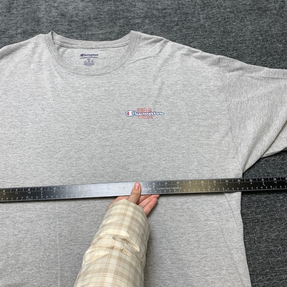 Vintage Champion T Shirt Mens 2XL Gray Short Sleeve Logo Classic Streetwear - Picture 10 of 16